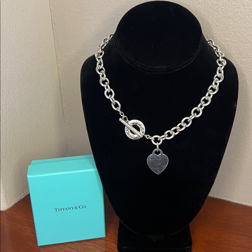 Tiffany & Co. Silver Heart Tag Toggle Necklace